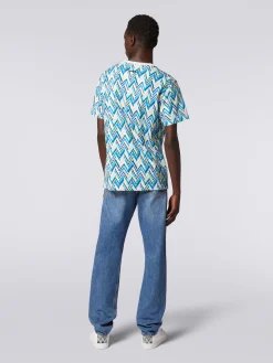 T-shirt à col rond en coton avec imprimé zig zag