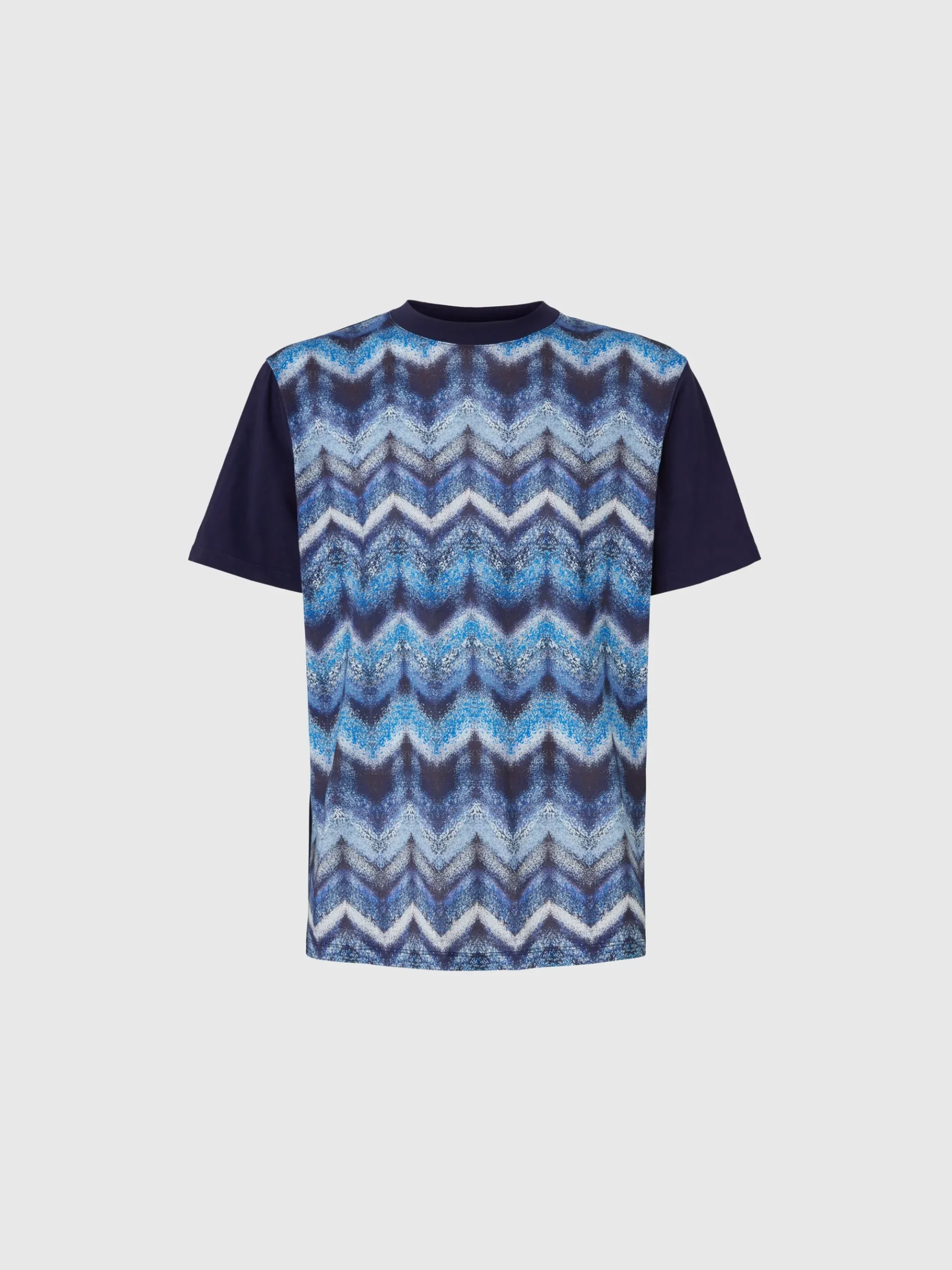 T-shirt à col rond en coton imprimé zigzag effet aérographe