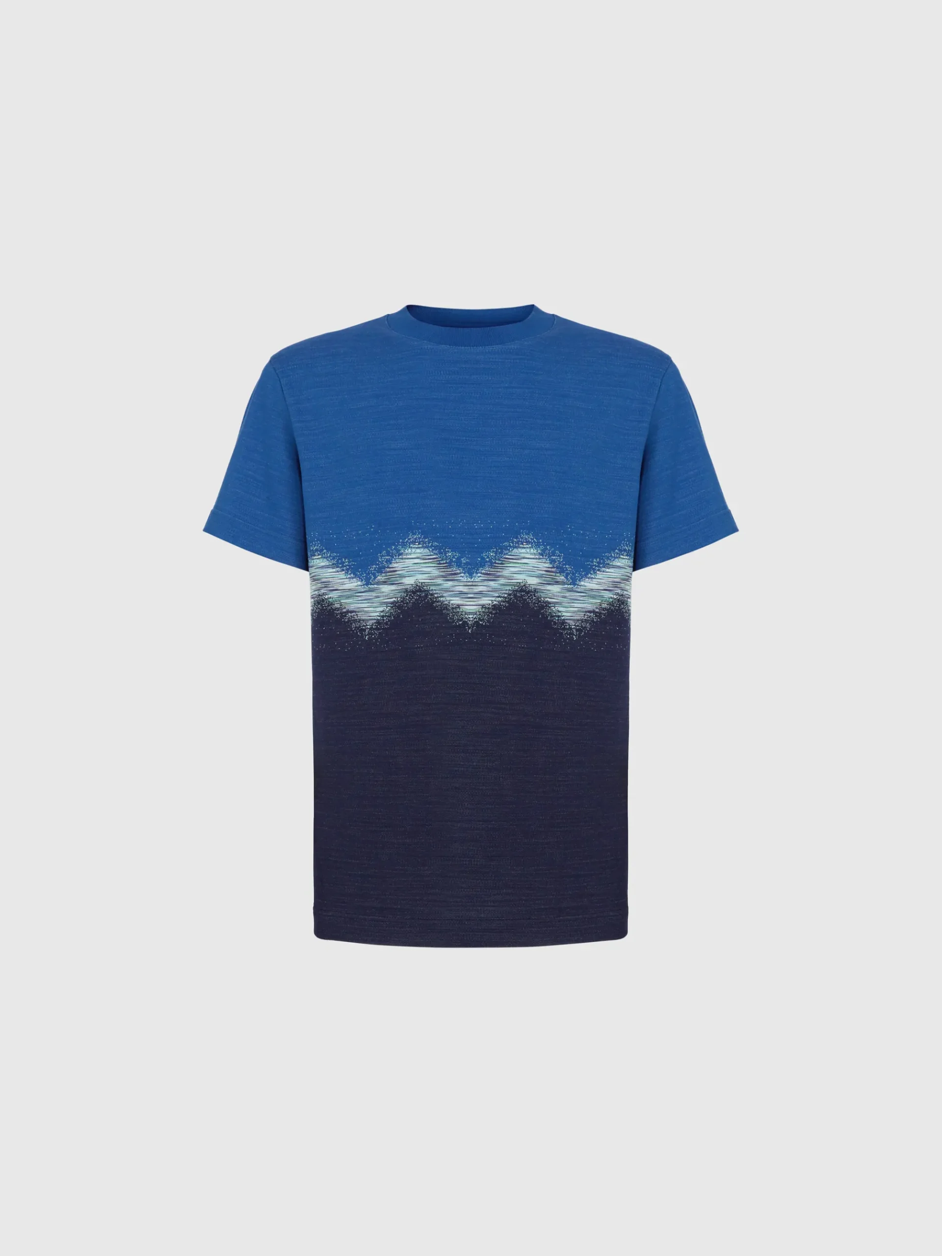 T-shirt à col rond en coton avec zigzag flammé