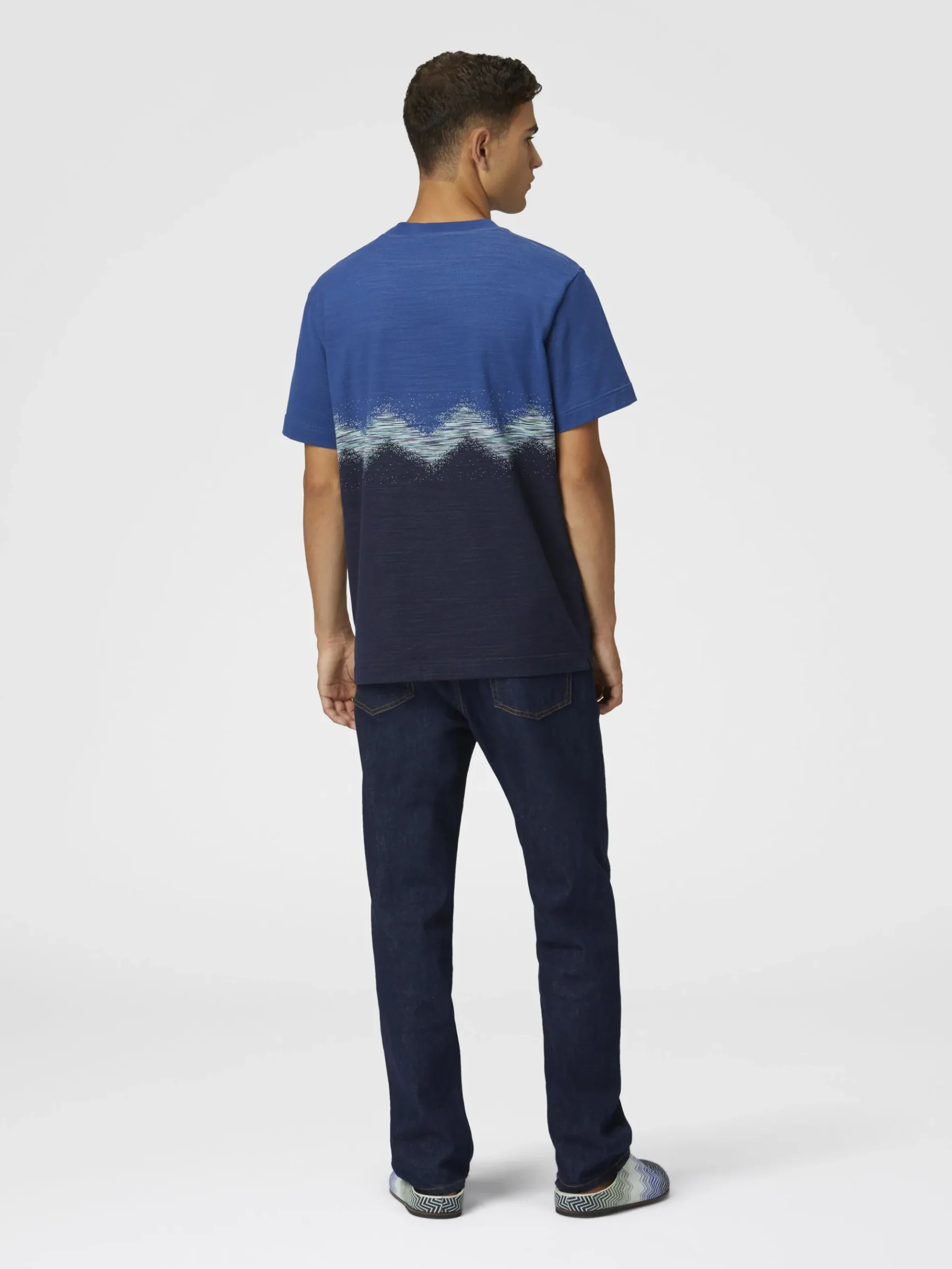 T-shirt à col rond en coton avec zigzag flammé