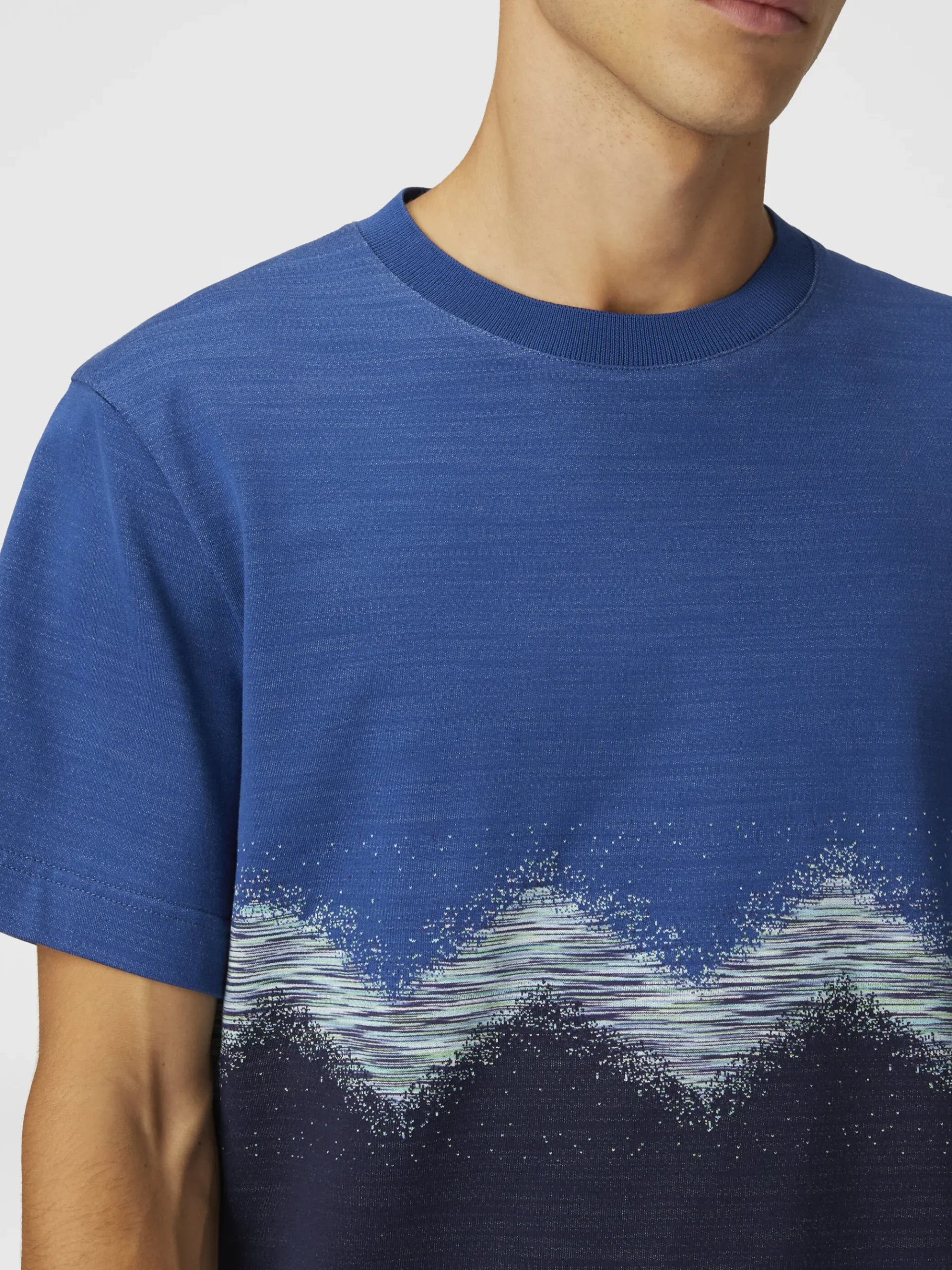 T-shirt à col rond en coton avec zigzag flammé