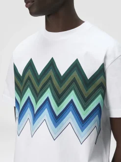 T-shirt à col rond en coton avec imprimé macro zigzag