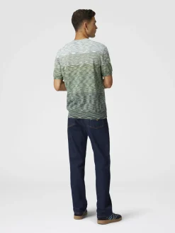 T-shirt à col rond en coton flammé dégradé