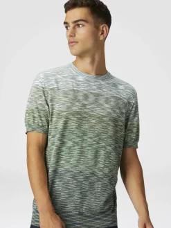 T-shirt à col rond en coton flammé dégradé