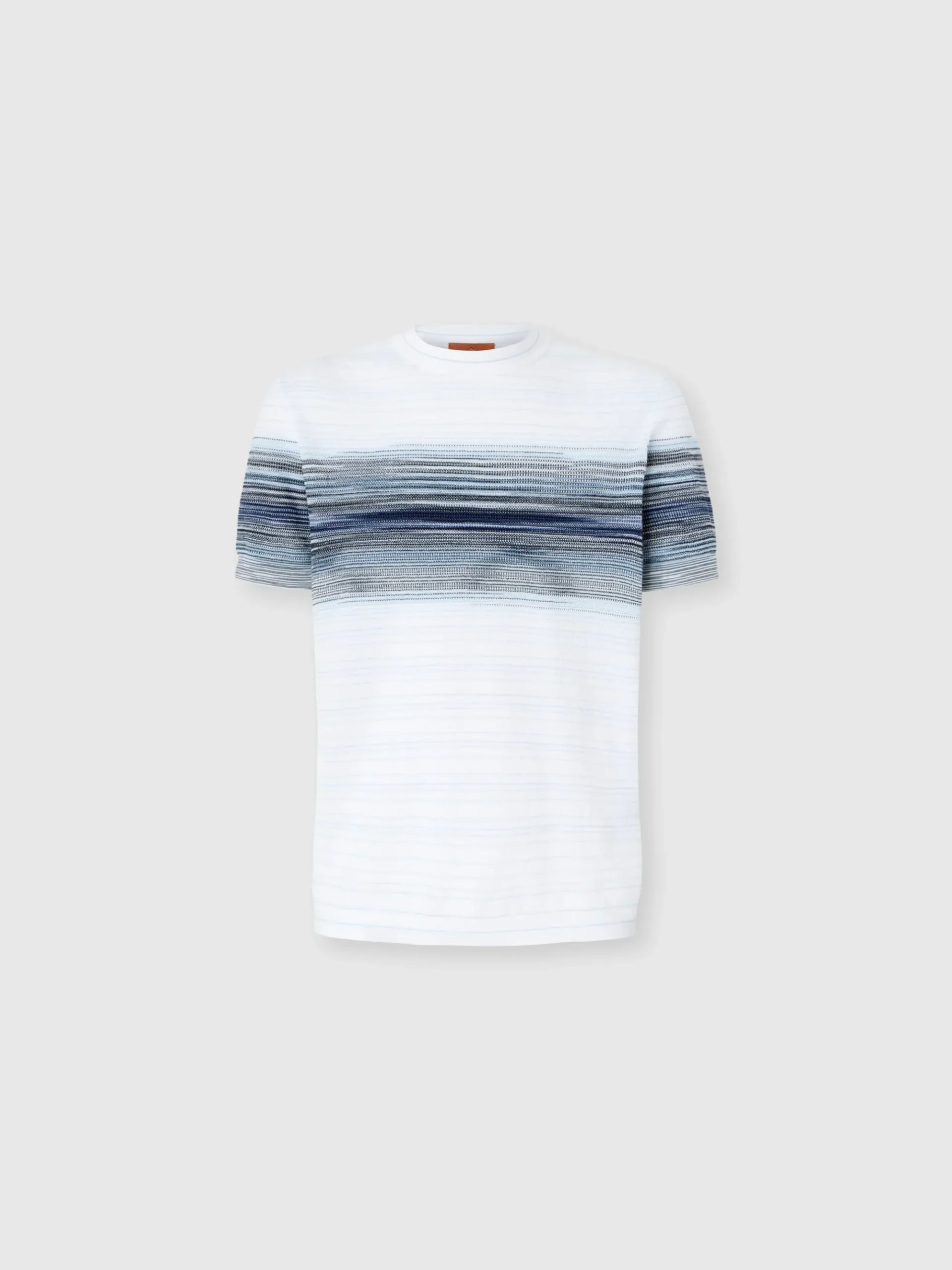 T-shirt à col rond en maille de coton nid d’abeille avec détail flammé