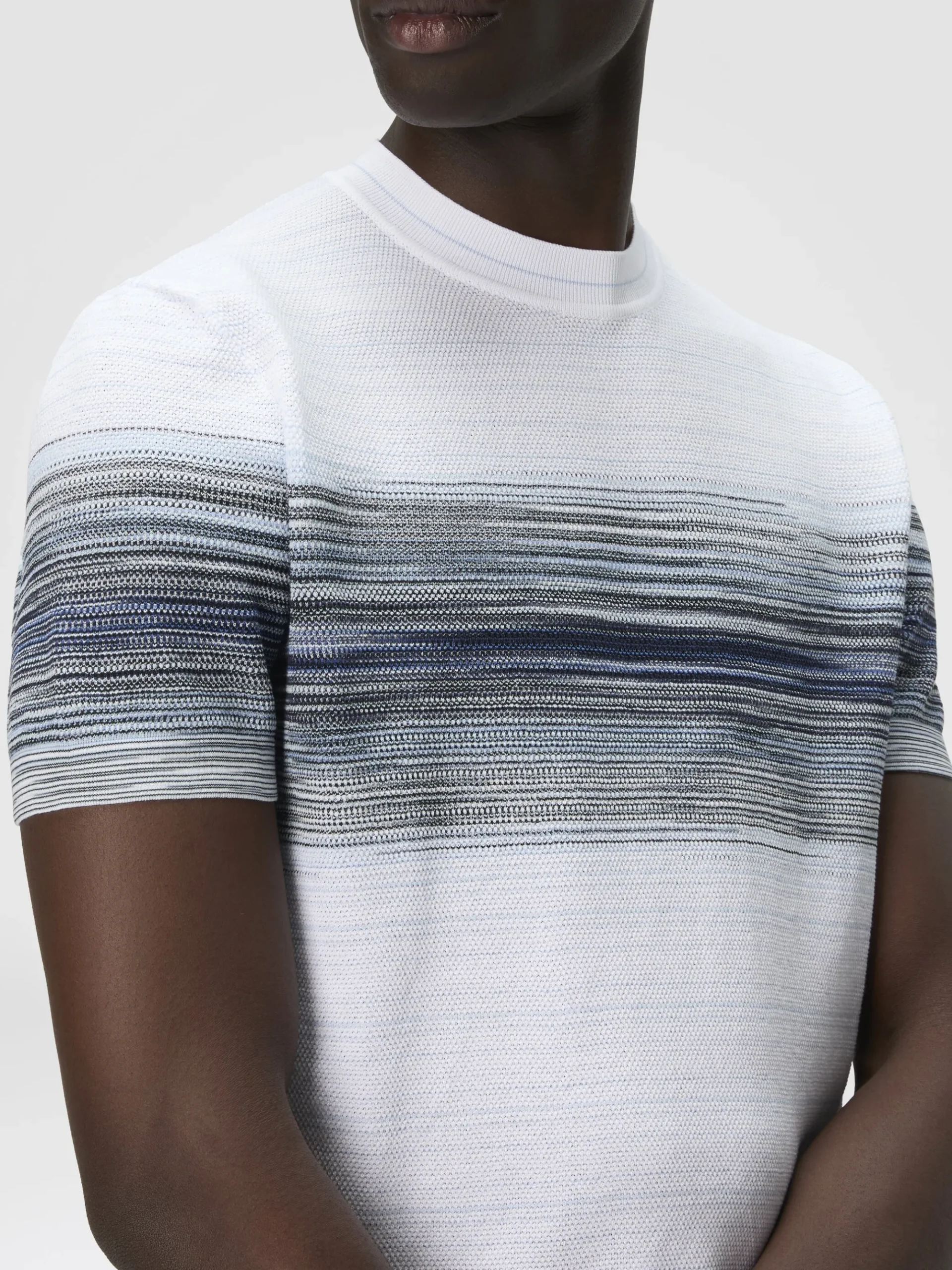 T-shirt à col rond en maille de coton nid d’abeille avec détail flammé