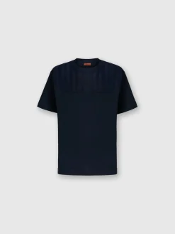 T-shirt en jersey de coton avec empiècement en zigzag