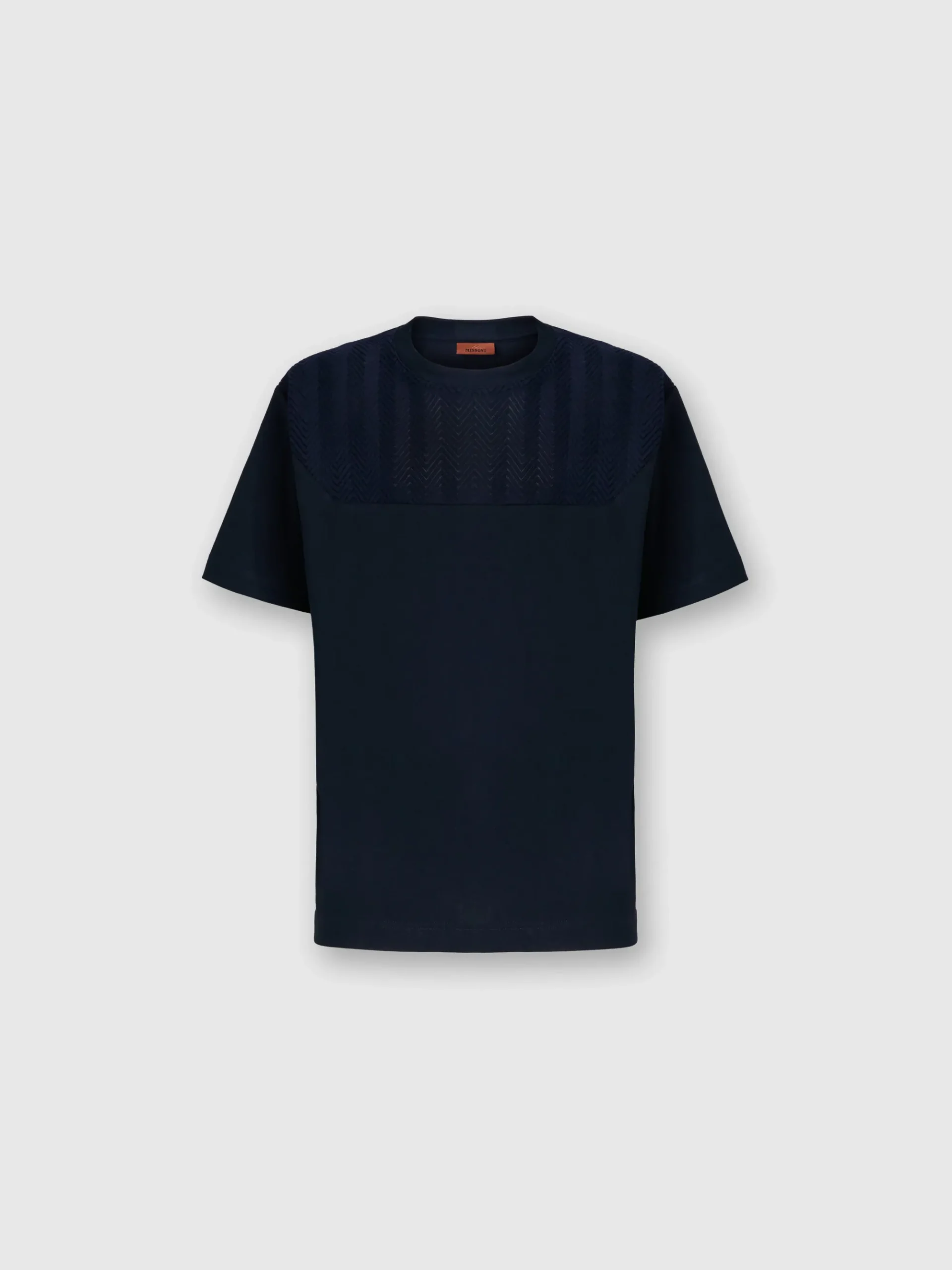 T-shirt en jersey de coton avec empiècement en zigzag