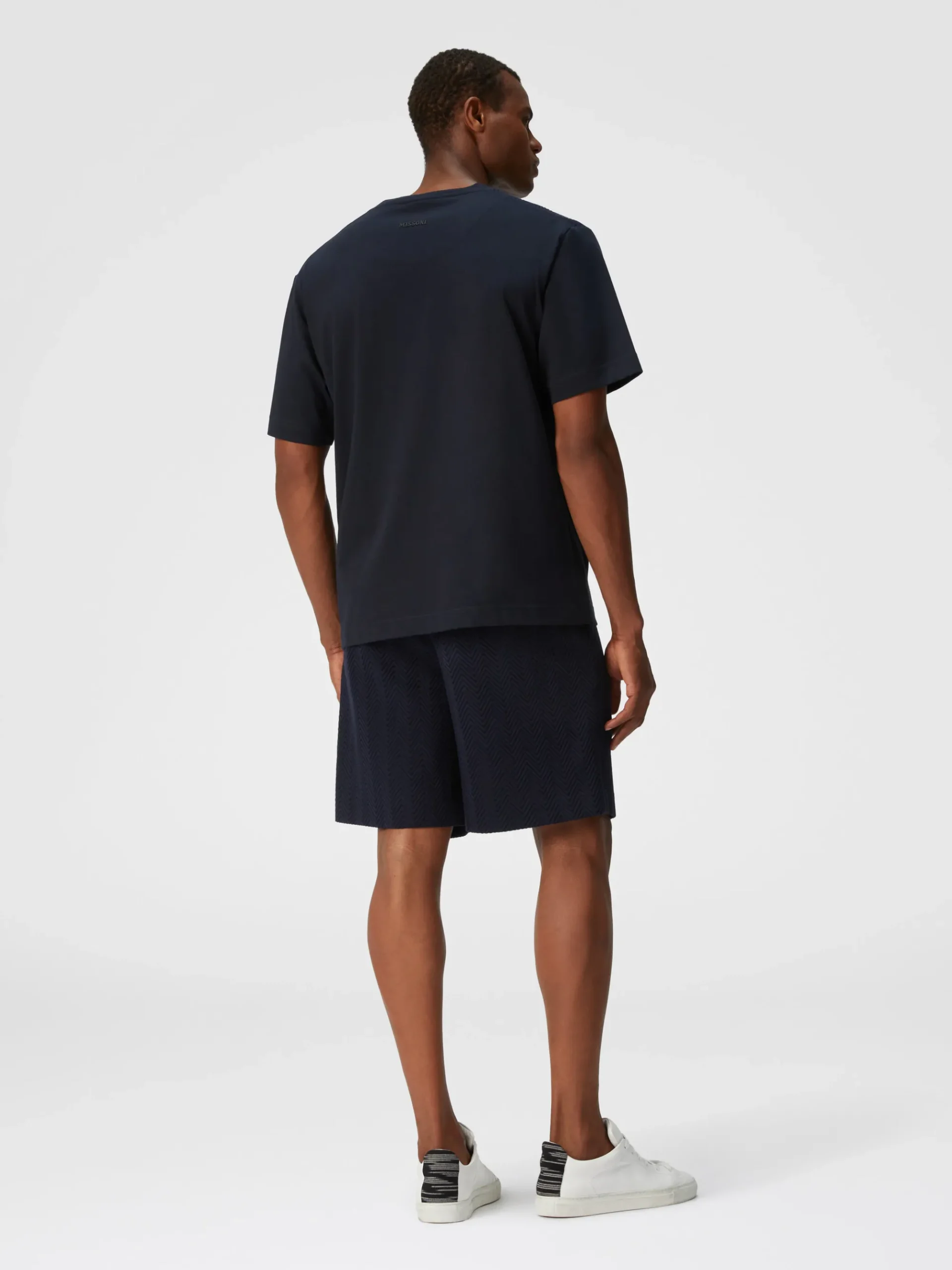 T-shirt en jersey de coton avec empiècement en zigzag