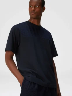 T-shirt en jersey de coton avec empiècement en zigzag