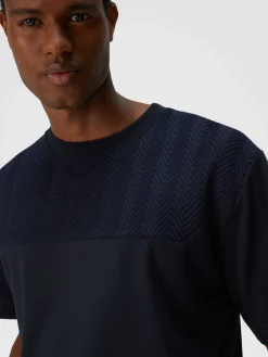 T-shirt en jersey de coton avec empiècement en zigzag