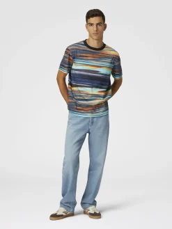 T-shirt ras du cou en coton à imprimé zigzag flammé