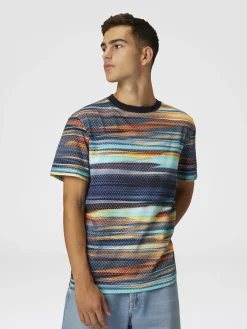 T-shirt ras du cou en coton à imprimé zigzag flammé