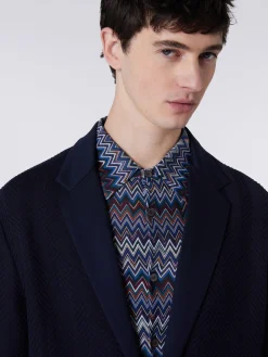 Veste en coton et viscose à chevrons